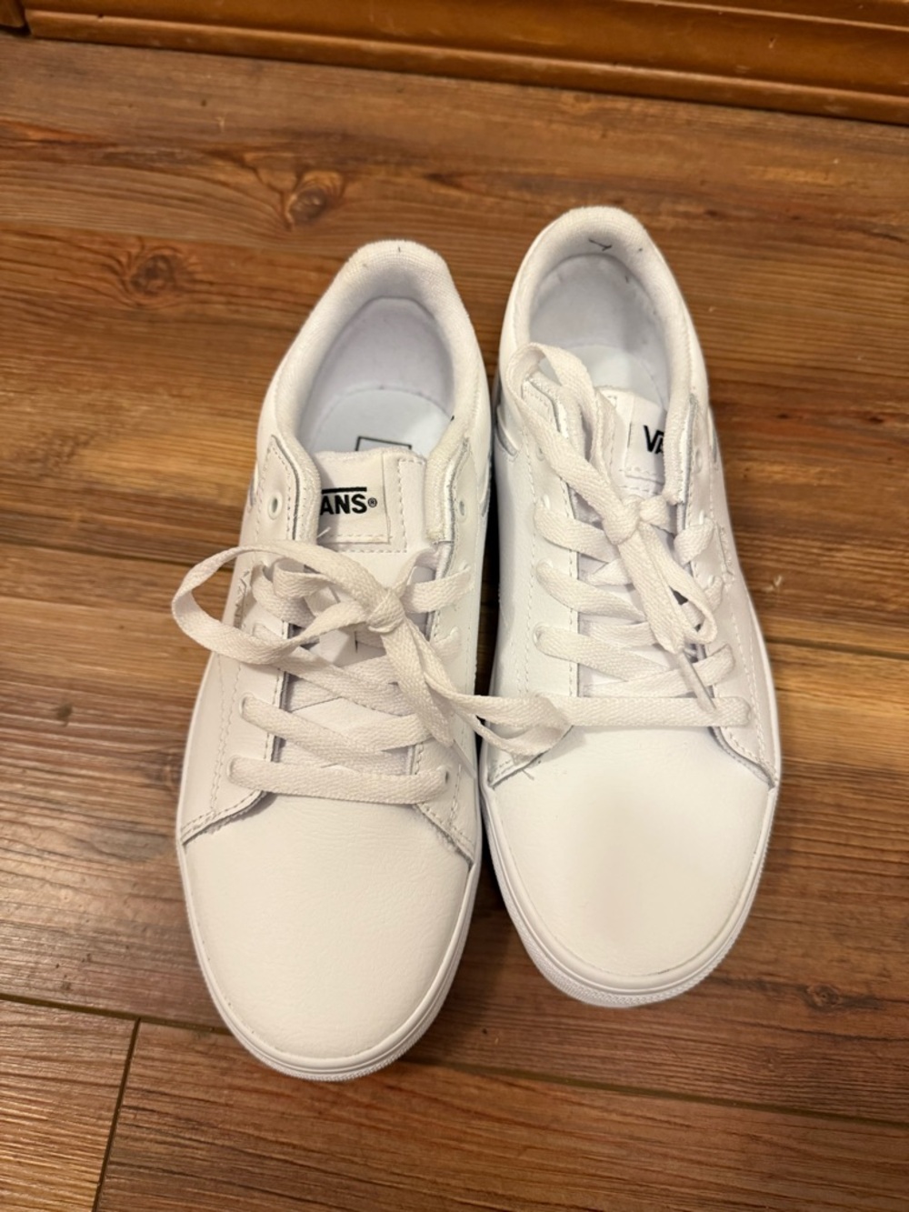 Vans White Leather Low-Top Sneakers